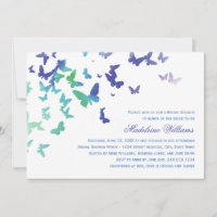 Cascade de papillons verts bleus pour mariage