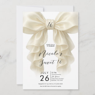 Invitation Cascade de rubans à la crème Élégant Sweet 16 Fête