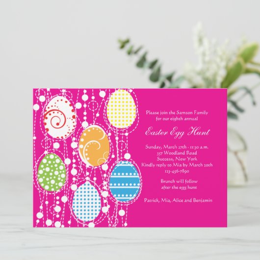 Invitation Cascade d'oeufs de Pâques (Debout devant)