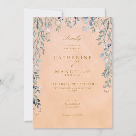 Invitation Cascade Floral de Verdure Mariage Rustique Toscan (Devant)