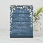 Invitation Cascade Floral de Verdure Rustique Bleu Bois Maria (Debout devant)