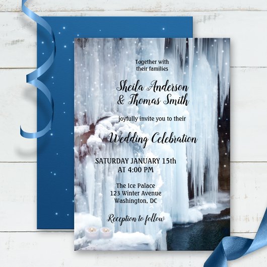 Invitation Cascade gelée Étincelle Neige Mariage d'hiver