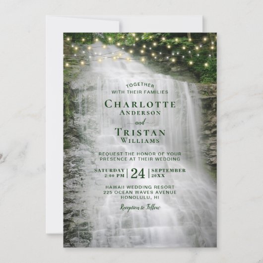 Invitation Cascade Rustic Forest String Mariage (Devant)