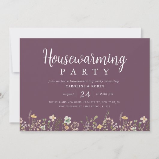 Invitation cascade violette fleur sauvage (Devant)