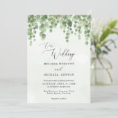 Invitation Cascader aquarelle Eucalyptus Mariage de verdure (Debout devant)