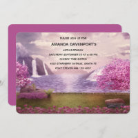 Cascades et cerisiers autour d'un lac Anniversaire