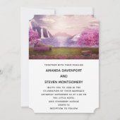 Invitation Cascades et cerisiers autour d'un lac Mariage (Devant)
