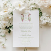 Invitation Cascading Floral Monogram Crest Wedding