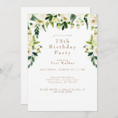 Invitation Cascading White Floral 75e anniversaire (Devant / Derrière)