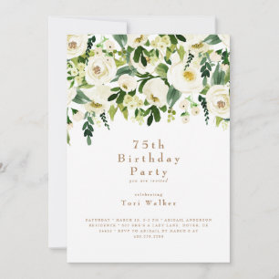 Invitation Cascading White Floral 75e anniversaire