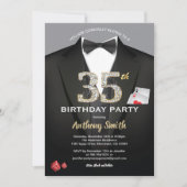 Invitation Casino 35ème anniversaire invitation. Noir et blan (Devant)