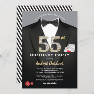 Invitation Casino 55e anniversaire. Noir et or