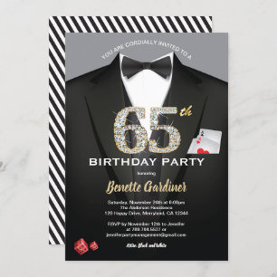 Invitation Casino 65e anniversaire. Noir et or