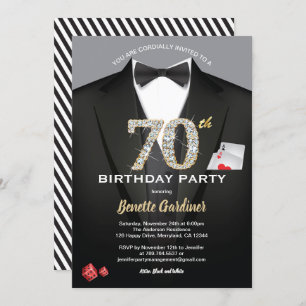 Invitation Casino 70e anniversaire. Noir et or