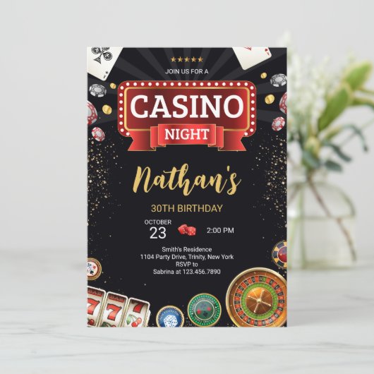 Invitation Casino Birthday (Debout devant)
