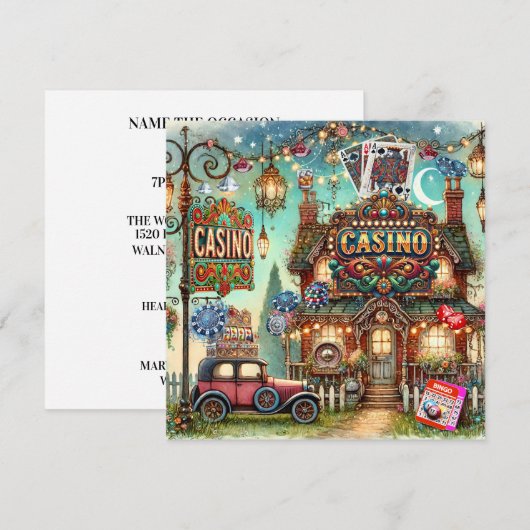 INVITATION CASINO. CARTES. BINGO (Devant / Derrière)
