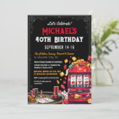 Invitation Casino de jeu moderne thème Anniversaire Invitatio (Debout devant)