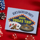 Invitation Casino de voyage Las Vegas sur mesure<br><div class="desc">Customisez votre propre invitation de baccalauréat pour un voyage à Las Vegas. invitations cool personnalisés avec des éléments de casinos de jeu tels que un jeu de cartes,  des jetons de poker,  et roulette roue avec Vegas Trip en script jaune. Amusant jeu escapade pour vos groomsmen et meilleur homme.</div>