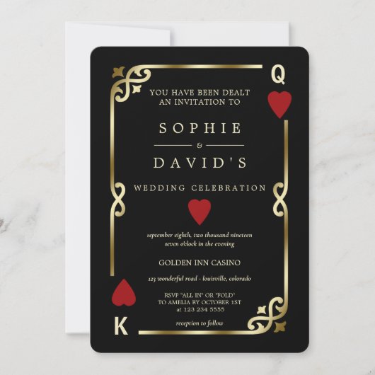 Invitation Casino glamour Las Vegas Poker Mariage (Devant)
