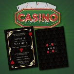 Invitation Casino glamour Las Vegas Poker Mariage<br><div class="desc">Unique Casino Royale, design de carte à thème art déco. Il présente un style art déco vintage, un cadre rompu de Roaring des années 1920 avec fausse feuille d'or Fleur-de-lis, coeurs rouges, Q et K sur deux coins (simulant des cartes à jouer), sur arrière - plan motif Art déco noir...</div>