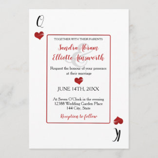 Invitation Casino Las Vegas Playing Cards Mariage Red Hearts