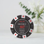 Invitation Casino Las Vegas Poker Chip Photo Anniversaire (Debout devant)