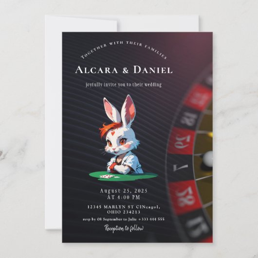 Invitation Casino Las Vegas Poker wedding (Devant)