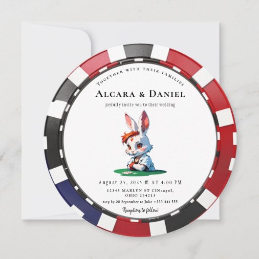 Invitation Casino Las Vegas Poker wedding (Devant)