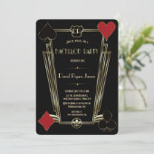 Invitation Casino Night Gold Art Deco Monogram Bachelor Party (Debout devant)