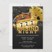 Invitation Casino Night Party Black Gold (Devant)