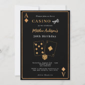 Invitation Casino nuit noir or prime anniversaire (Devant)