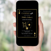 Invitation Casino nuit or noir anniversaire