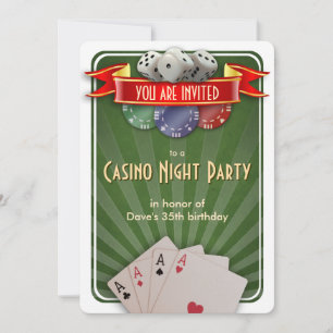 Invitation Casino Poker Nuit moderne fête d'anniversaire