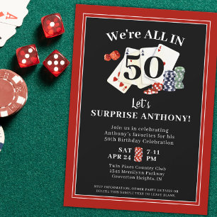Invitation Casino Poker Surprise fête d'anniversaire
