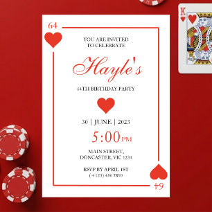 Invitation Casino Reine de Cœur pour 64e Anniversa