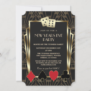 Invitation Casino Royale Vegas Grand Gatsby fête du Nouvel An