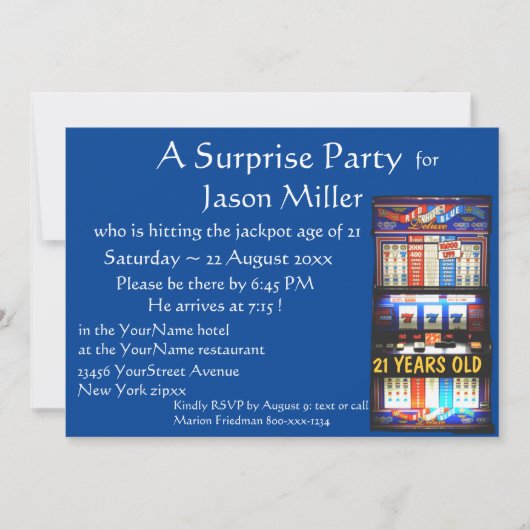 Invitation Casino Thème pour adultes fête d'anniversaire (Devant)