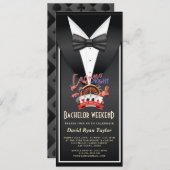 Invitation Casino unique nuit Tuxedo Bachelor Week-end (Devant / Derrière)
