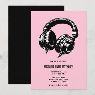 Invitation Casque Audio Musique Soirée DJ Anniversaire