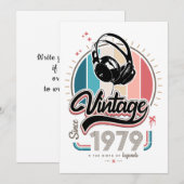 Invitation Casque audio vintage depuis 1979 (Devant / Derrière)