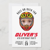 Invitation Casque de course photo fête d'anniversaire (Devant)