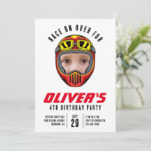 Invitation Casque de course photo fête d'anniversaire (Debout devant)