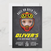 Invitation Casque de course photo fête d'anniversaire (Devant)