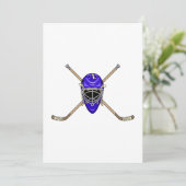 Invitation Casque de hockey et bâtons bleus (Debout devant)