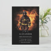Invitation Casque de pompier Drapeau américain Diplôme (Debout devant)