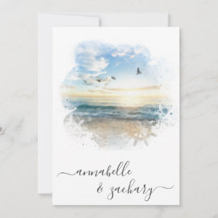 Invitation *~* Casque maritime RSVP - Plage QR AR7 Mariage In