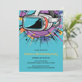 Invitation Casque VR Joueurs colorés fête d'anniversaire (Debout devant)