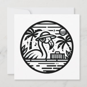 Invitation Casques de Flamant rose noir et blanc & Tropiques