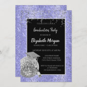 Invitation Casquette Argent, Boule Disco, Séquences Violet Vi (Devant / Derrière)