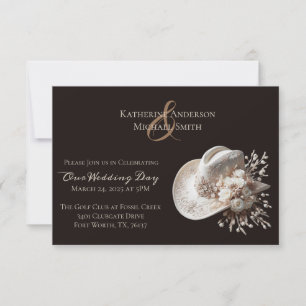 Invitation Casquette blanc Cowgirl avec Mariage Fleurs